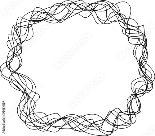 Circular frame composed of wavy scribble lines