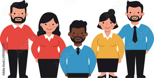 Diverse Group Of People In Casual Outfits White Background Pixel Art