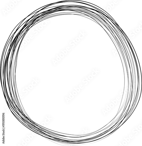 Circular frame composed entirely of scribble line loops