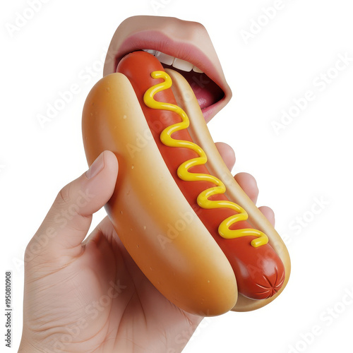 Hand Holding Hot Dog Toy isolated illustration on transparent background