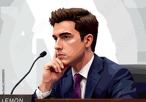 Man In Suit At Podium Pixel Art Realistic