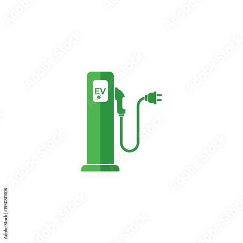 Modern green electric vehicle charging station icon representing sustainable energy solutions and eco-friendly transportation infrastructure for a cleaner future
