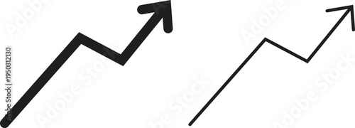  Upward Trend Line Graph with Arrow Showing Business Growth, Financial Performance Increase and Market Analytics Chart Icon.