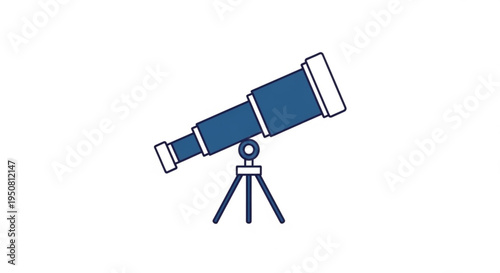 Telescope on tripod for stargazing and astronomy simple illustration