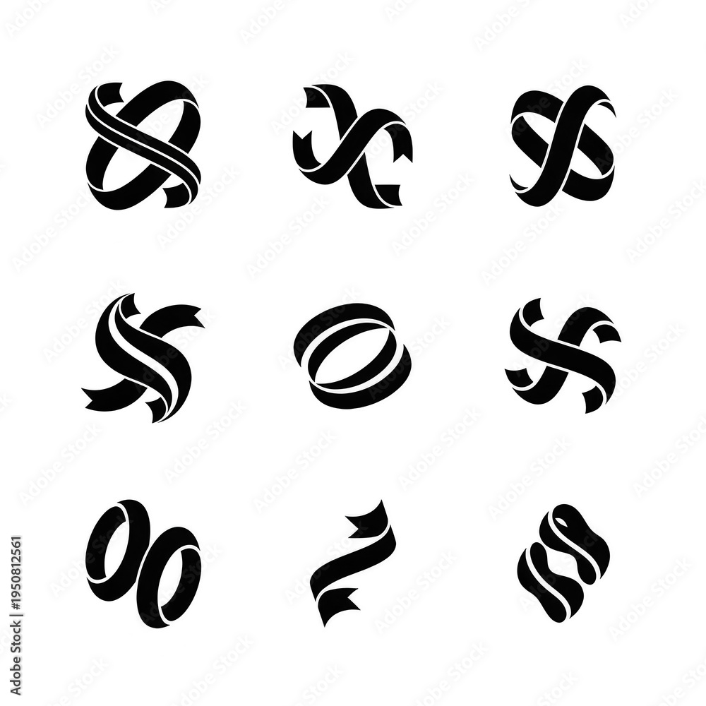 Fototapeta premium Abstract letter S logo set modern dynamic typography icons