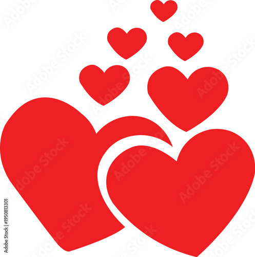 A loving cascade of red hearts, symbolizing love and affection in a heartwarming display