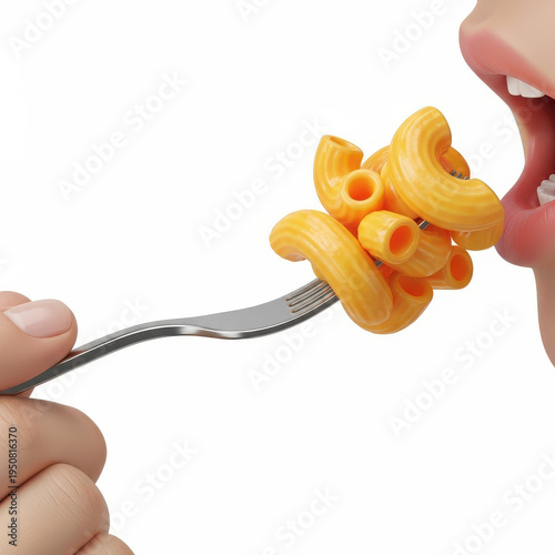 Pasta on a Fork isolated illustration on transparent background
