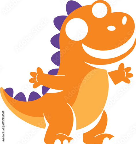 Smiling orange dinosaur cartoon character