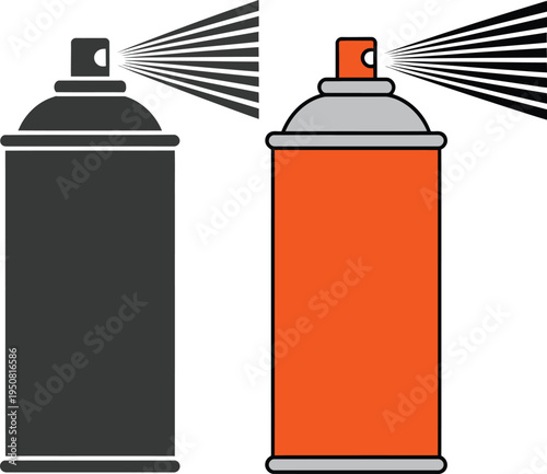 Spray paint cans in black and orange