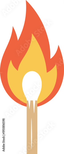 A cartoon matchstick with a large flame