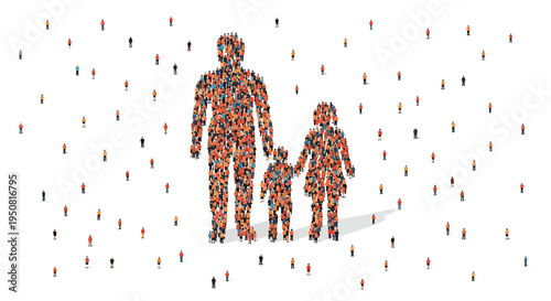 Set of colorful crowd vector illustrations