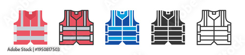 high visibility jacket icon set multi style various collection