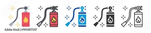 fire extinguisher icon set multi style various collection