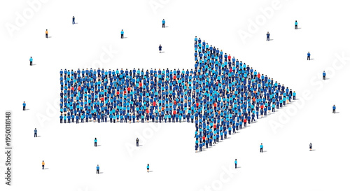 Vector illustration of crowd forming arrow shape