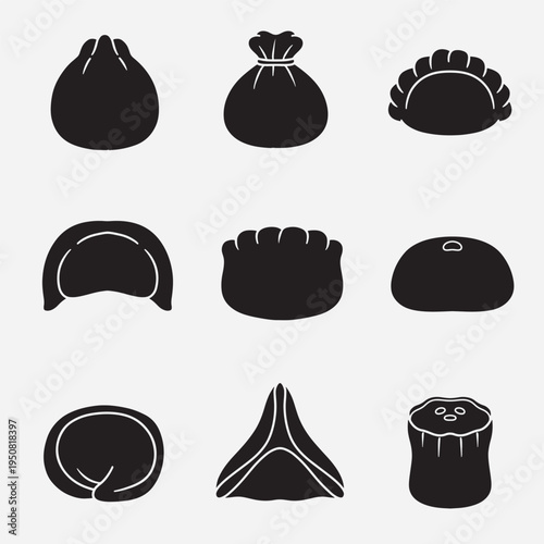 set of dumpling good for icon, symbol, element design, silhouette design, silhouette design, etc