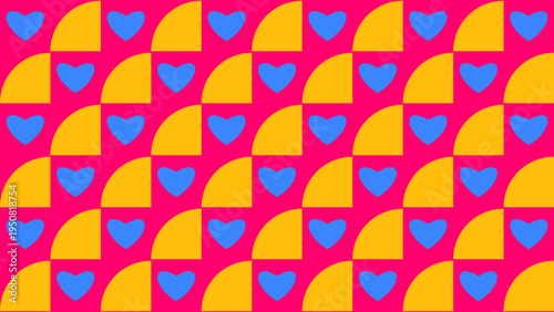 Geometric Heart and Circle Segment Pattern on Pink