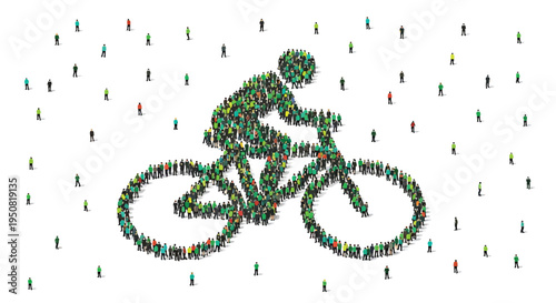 Vector illustration of cyclist in rain, bicycle icon