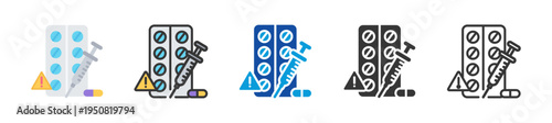 adverse effect icon set multi style various collection