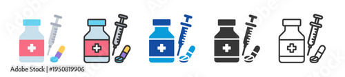 pharmacy therapy icon set multi style various collection
