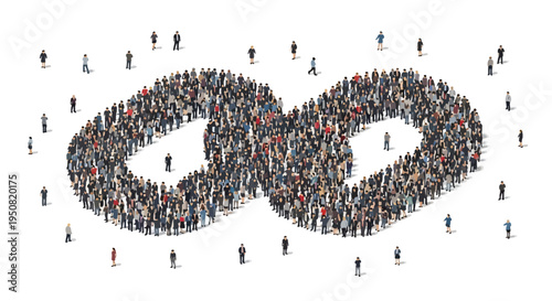 Vector illustration of infinity symbol made of people