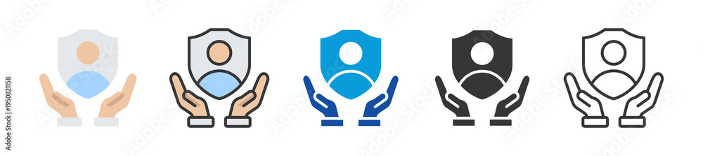 Naklejka premium self preservation icon set multi style various collection