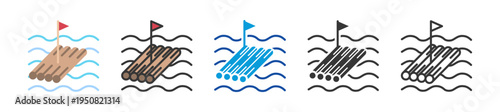 raft icon set multi style various collection