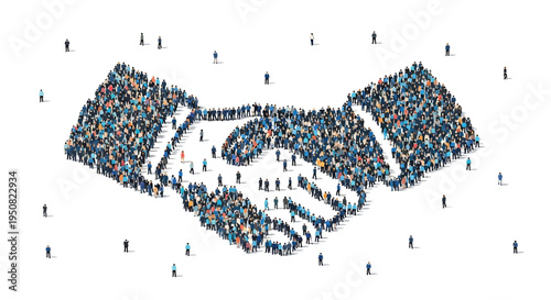 Vector illustration of handshake made of small people