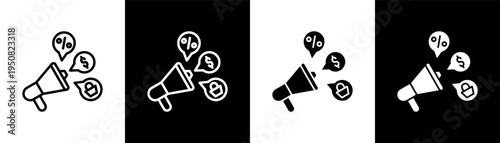 Marketing Promotion Icon Of Line Black And White Style Vector Illustrationn