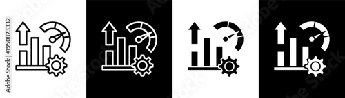 Growth Analytics Icon Of Line Black And White Style Vector Illustrationn