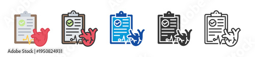 cardiac examination icon set multi style various collection