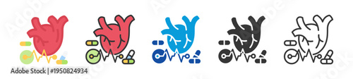 cardinal arrhythmia icon set multi style various collection