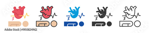 cardiac arrest icon set multi style various collection