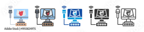 echocardiogram icon set multi style various collection