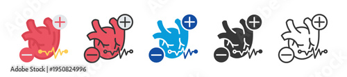 heart rate icon set multi style various collection