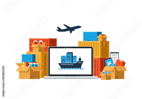 Logistics and supply chain management with shipping and air cargo transportation for global trade