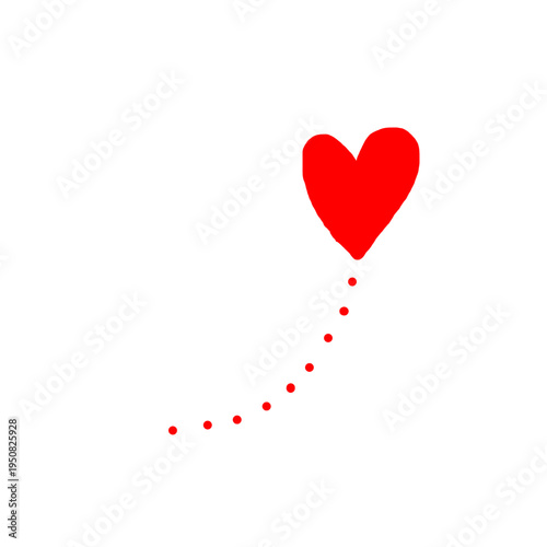 Red doodle heart sketch. Hand drawn heart love isolated on white background. Heart symbol, Valentines Day, Vector.