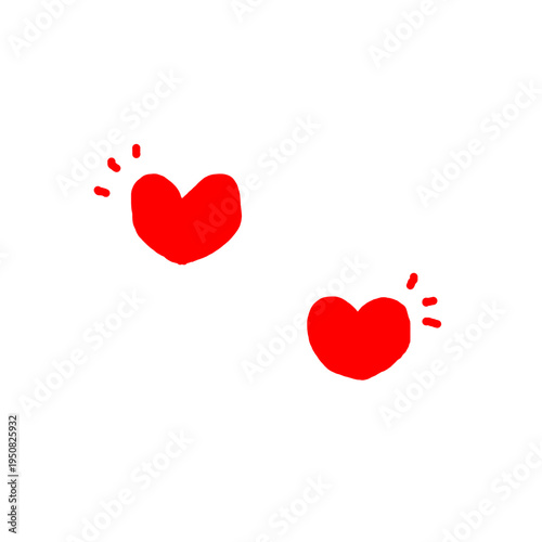 Red doodle heart sketch. Hand drawn heart love isolated on white background. Heart symbol, Valentines Day, Vector.