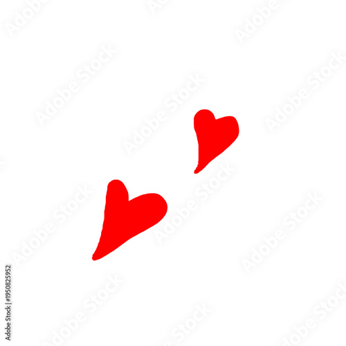Red doodle heart sketch. Hand drawn heart love isolated on white background. Heart symbol, Valentines Day, Vector.