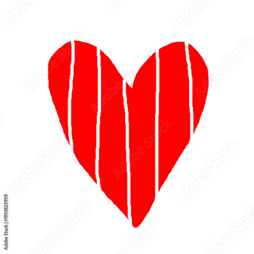 Red doodle heart sketch. Hand drawn heart love isolated on white background. Heart symbol, Valentines Day, Vector.
