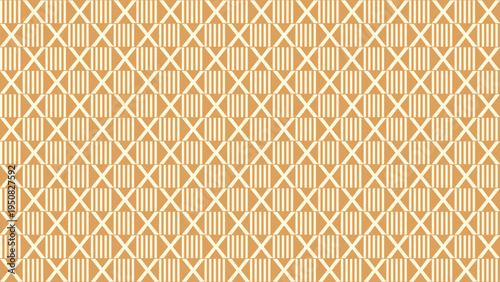 Seamless Geometric Diamond and Stripe Pattern in Beige and White vector background