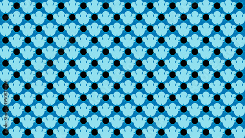 Geometric Pattern with Blue Petals and Black Dots vector background
