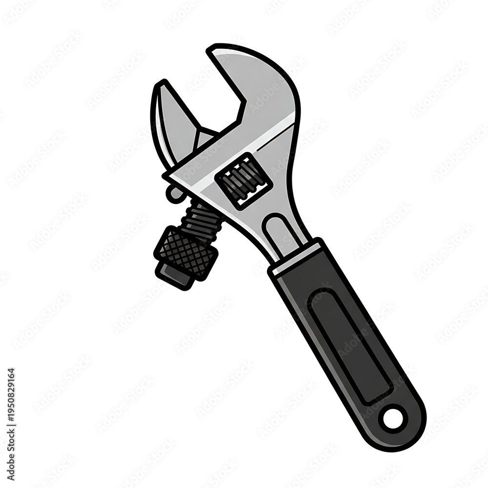 Obraz premium Adjustable Wrench Tool Illustration.