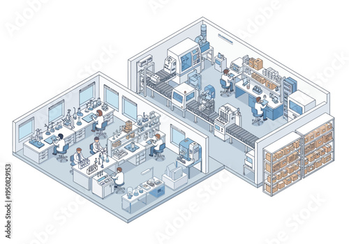 Advanced manufacturing and research facility with automated production lines and quality control laboratories