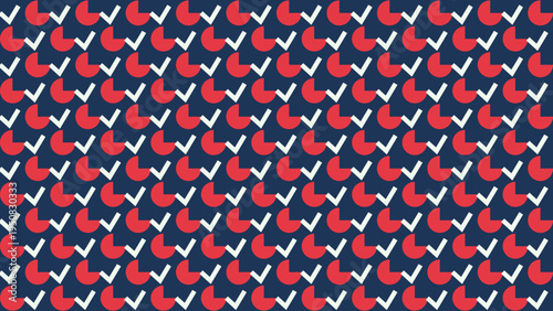Modern Abstract Pattern with Red and White Shapes on Navy Background vector background