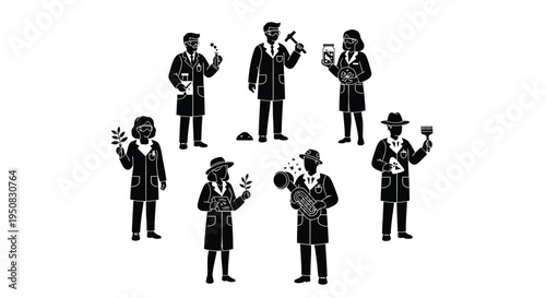 Set of 7 graduation ceremony icons vector