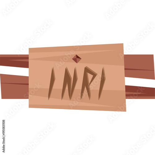 INRI Sign On Wooden Cross
