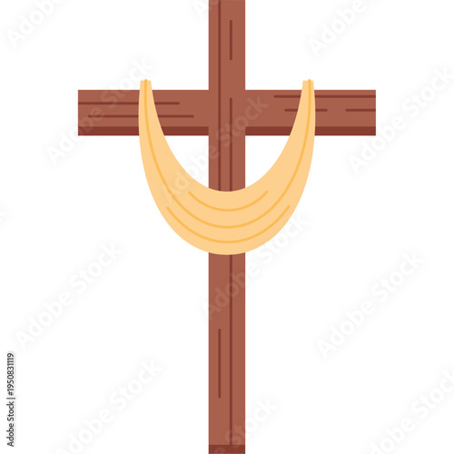 Christian Wooden Cross With Cloth Illustration