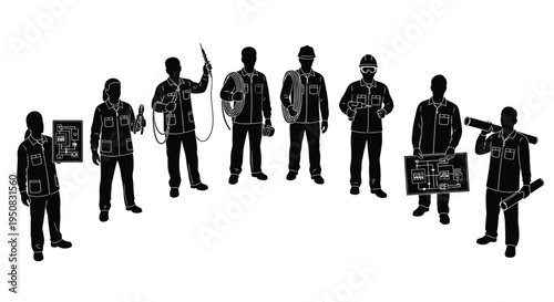 Set of 8 protester silhouettes vector