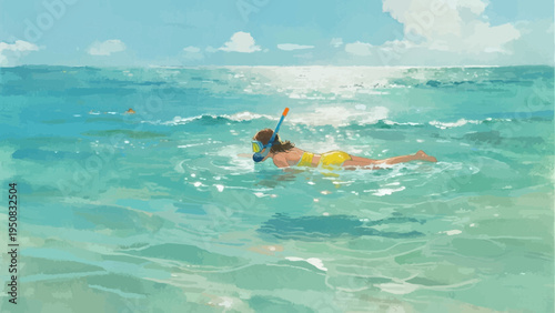 Watercolor illustration. summer vacation concept. sea and sea sand. Enjoy surfing