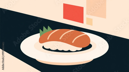 sushi. japanese foods concept. Simple illustration reminiscent of Scandinavia. Vector illustration. (No text)
